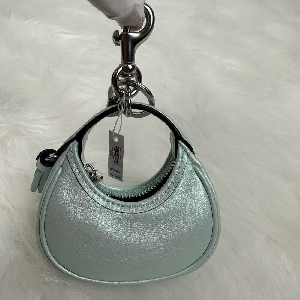 Coach Mini Carmen Bag Charm In Pearlized leather/Silver/Green CBL92 NWT - Picture 3 of 8